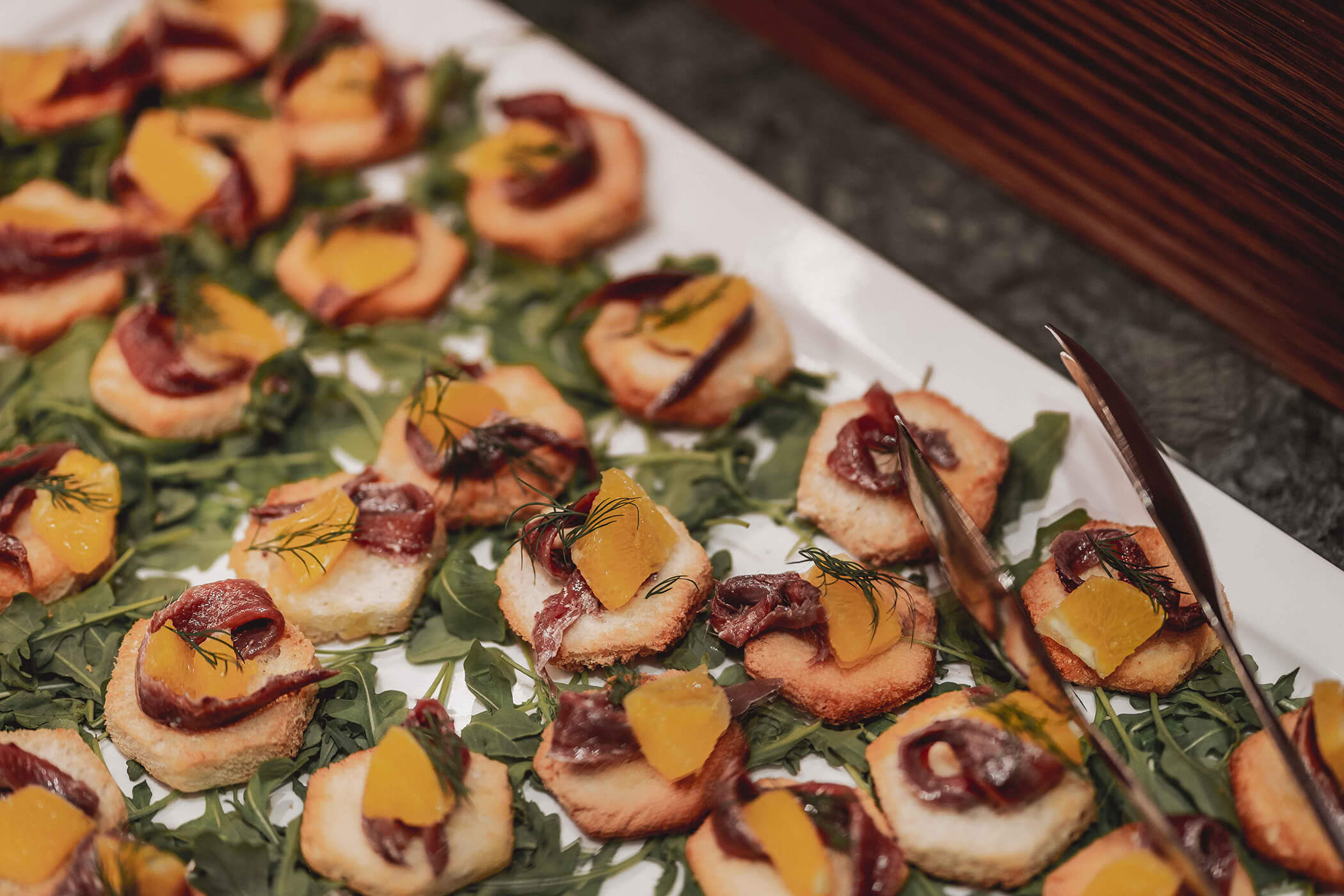 Appetizers with dried tomatoes and oranges - Hotel Continental
