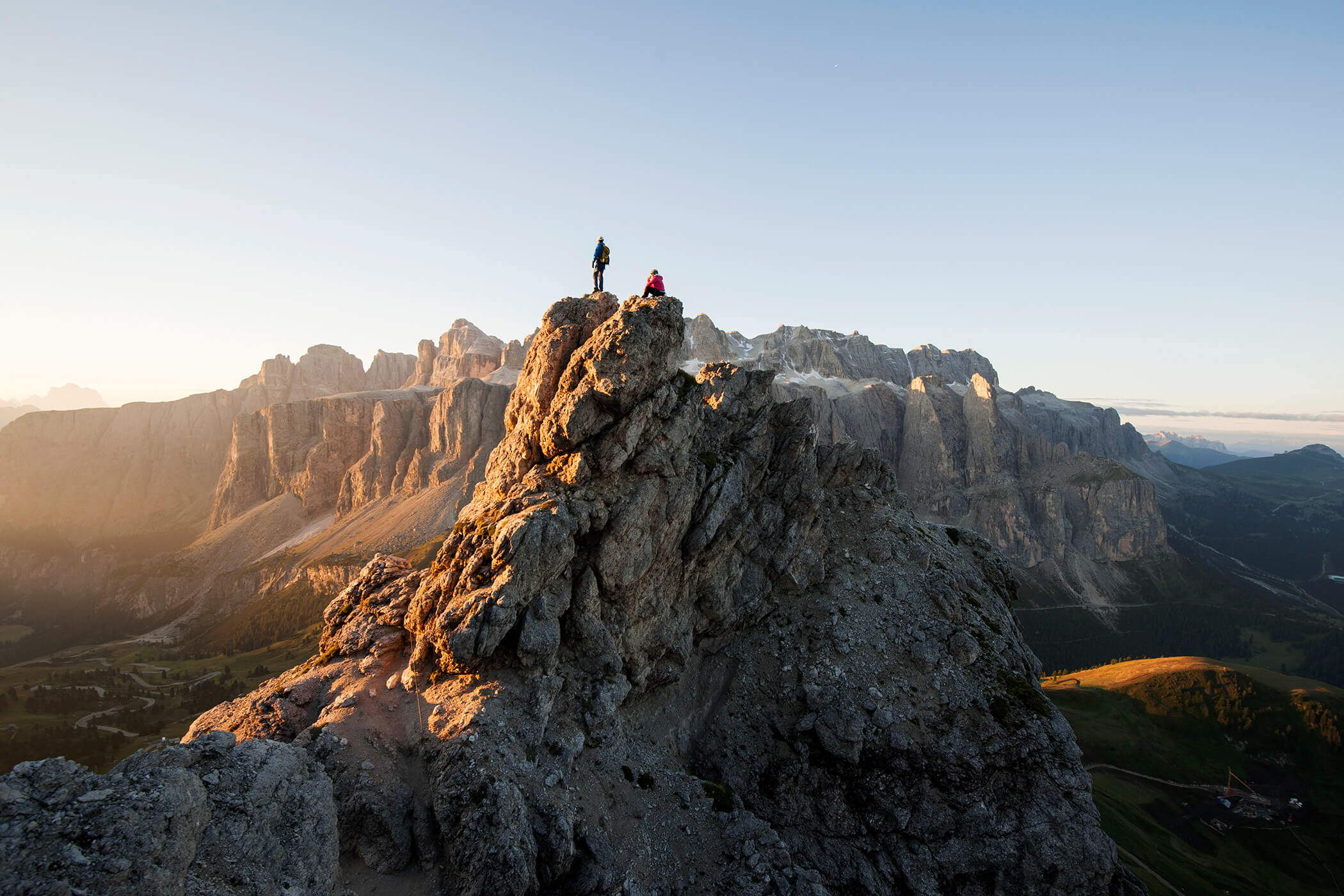 Two climbers on the summit in the evening sun - Hotel Continental