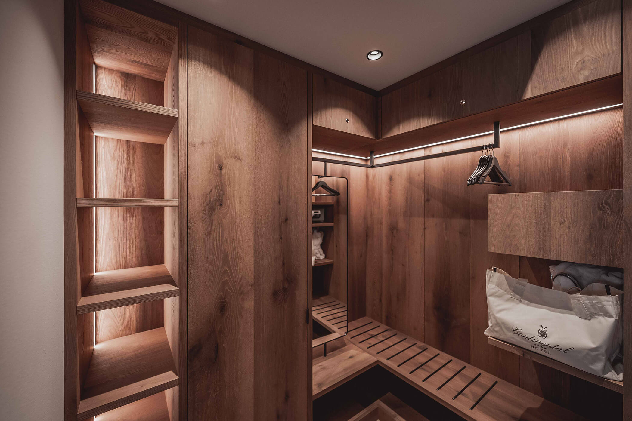 Wooden wardrobe in the double room 